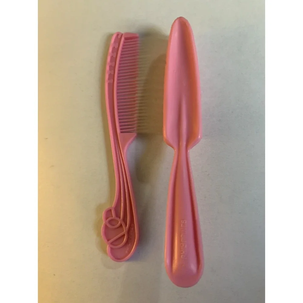 Vintage 1972 BARBIE Quick Curl Comb and Brush Pink‎ Accessories Tools